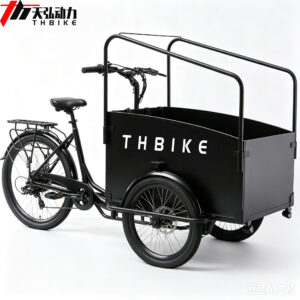 Reverse tricycle 3 wheel electric trike with front wooden box 4 kids seat family cycle e tricycle